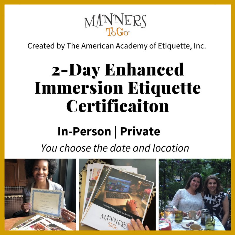 2 Day Enhanced Immersion Etiquette Certification Manners To Go™